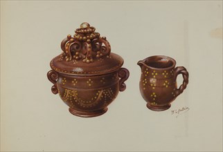 Pa. German Sugar Bowl and Creamer, c. 1941. Creator: William L. Antrim.