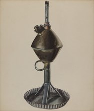 Lard or Whale Oil Lamp, c. 1937. Creator: Ralph Atkinson.