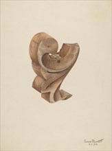 Wood Carving, 1935/1942. Creator: Gerard Barnett.