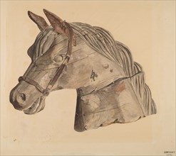 Carousel Horse's Head, c. 1939. Creator: Gerard Barnett.