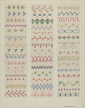 Samples of Stitching, c. 1937. Creator: Edith Towner.