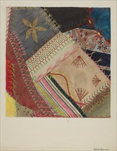 Crazy Quilt (Detail), c. 1940. Creator: Edith Towner.