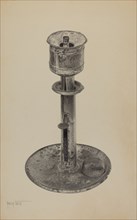 Candlestick/Whale Oil Lamp, c. 1939. Creator: Amelia Tuccio.