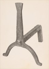 Andiron (one of pair), c. 1939. Creator: Maurice Van Felix.
