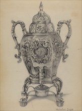 Silver Hot Water Urn, c. 1936. Creator: Nicholas Zupa.