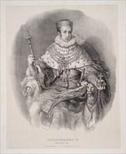 Ferdinand I in coronation robe as King of Lombardy-Venetia, 1838. Creator: Sanquirico, Alessandro (1777-1849).