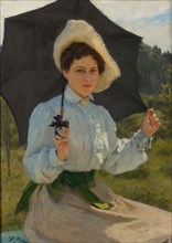 In the Sun (Portrait of Nadezhda Repina, the Artist's Daughter), 1900. Creator: Repin, Ilya Yefimovich (1844-1930).