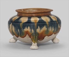 Sancai (three-color glazed) tripod censer. Creator: The Oriental Applied Arts.