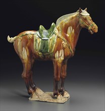 Sancai (three-color glazed) figure of a horse. Creator: The Oriental Applied Arts.