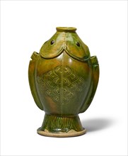 Sancai (three-color glazed) Twin Fish Form Vase, Between 960 and 1127. Creator: The Oriental Applied Arts.