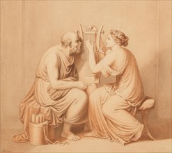 Socrates learning the lyra, 1851. Creator: Riepenhausen, Johann Christian (1787-1860).