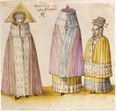 Winter dress of three ladies from Livonia, 1521. Creator: Dürer, Albrecht (1471-1528).