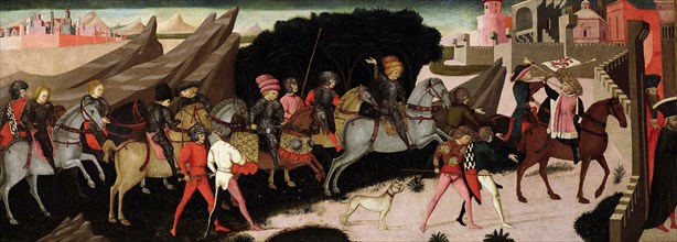 Procession of the knights near a city, c. 1450. Creator: Apollonio di Giovanni di Tommaso (ca. 1415-1465).