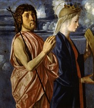 Saint John the Baptist and Saint Catherine of Alexandria (From the Cornalba Polyptych), c. 1496. Creator: Caselli, Cristoforo (ca 1460-1521).