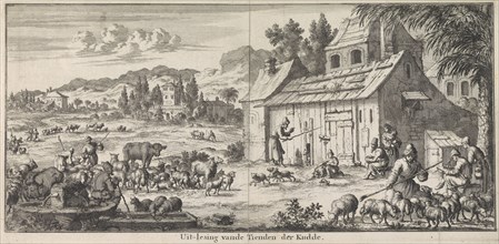 Shepherds give up a tenth of their flock, 1683. Creator: Luyken, Jan (Johannes) (1649-1712).