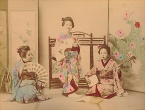 Japanese women, c. 1890. Creator: Kimbei, Kusakabe (1841-1932).