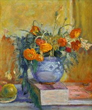 Renoncules au vase bleu, c. 1925. Creator: Bonnard, Pierre (1867-1947).