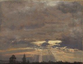 Cloud Study with Sunbeams, 1836. Creator: Dahl, Johan Christian Clausen (1788-1857).
