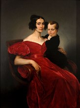 Portrait of Countess Teresa Zumali Marsili with her son Giuseppe, 1831-1833. Creator: Hayez, Francesco (1791-1882).