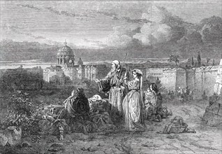 A Group of Pilgrims in Sight of St. Peter's, Rome..., 1850.  Creator: Unknown.