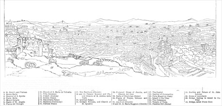 Large View of Rome [key], 1850. Creator: Walter George Mason.