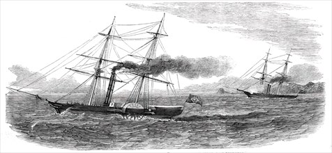 The Brazilian Steam-Brig "Pacquete de Santos" captured by H.M. Steam-Sloop "Rifleman", 1850. Creator: Unknown.
