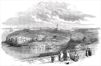 Tynemouth, Northumberland - the Harbour, from the Priory, 1850. Creator: Unknown.
