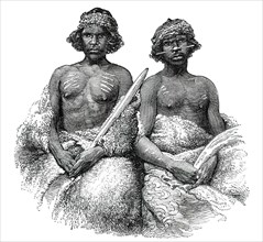 Aboriginal Australians - young men, daguerreotyped in Port Phillip by Mr. Kilburn, 1850. Creator: Unknown.