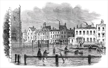 Overflow of the Thames on Tuesday - Lambeth-Stairs, 1850. Creator: Unknown.