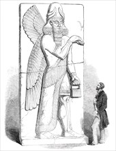 Nimroud Sculptures at the British Museum - Colossal Figure of Winged Man or Divinity, 1850. Creator: Unknown.