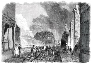 Ruins of the Great Fire at Gravesend - High-Street - looking North, 1850. Creator: Unknown.