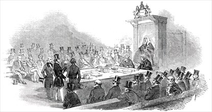 Baron Rothschild at the Table of the House of Commons - Taking the Oaths, 1850. Creator: Unknown.