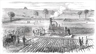 Ploughing by Steam - Trial at Grimsthorpe, by Lord Willoughby d'Eresby, 1850. Creator: Unknown.