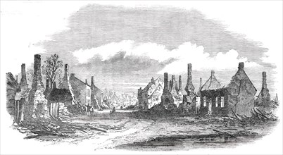 Scene of the Fire at Cottenham - sketched from Lambs' Corner, 1850. Creator: Unknown.