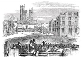 The Great Protectionist Meeting, in the Castle-Yard, Lincoln, 1850. Creator: Unknown.