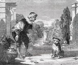 Lance Reproving his Dog - left unfinished by the late Sir A. W. Calcott..., 1850.  Creator: Unknown.