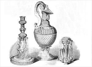 Ware of Henry II. of France - Candlestick, Ewer, Salt-Cellar, 1850. Creator: Unknown.