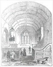 Interior of Brampford Speke Church, Devon, 1850. Creator: Unknown.