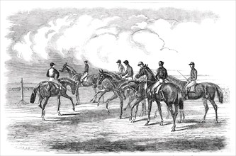 Epsom Spring Meeting...Preparing to Start for the Great Metropolitan Stakes, 1850. Creator: Unknown.