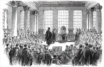 University of London - the First Conference of Degrees, in the Hall of King's College, 1850. Creator: Unknown.