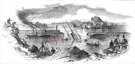 Accident to Her Majesty's Steamer "Cuckoo", at Jersey, 1850. Creator: Unknown.