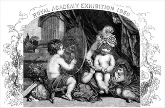 Royal Academy Exhibition - "The Infant Academy", Sir Joshua Reynolds, 1850. Creator: Unknown.