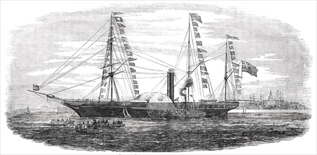 The "Viceroy", at Anchor in the Roads at Galway Bay, 1850. Creator: Unknown.