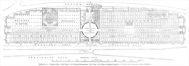 Ground Plan of the Building for the Great Industrial Exhibition, to be erected in Hyde-Park, 1850. Creator: Unknown.