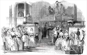 Christening of the Infant Prince Arthur, in the Royal Chapel, at Buckingham Palace, 1850. Creator: Unknown.