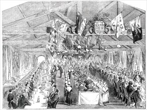 Jubilee Dinner of the Clerkenwell Parochial Charity Schools, 1850. Creator: Smyth.
