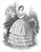 Paris Fashions for July - Opera Dress, 1850. Creator: Unknown.