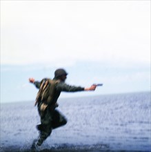 Troops landing, Falklands War, 1982. Creator: Luis Rosendo.