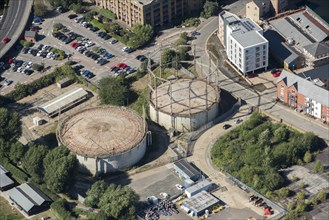 Gas Holders 114 and 115 at Chelmsford Gas Works, Chelmsford, Essex, 2016. Creator: Damian Grady.