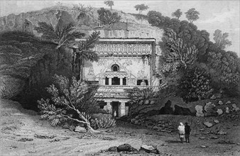 'Front View of the Bisma Kurm, Caves of Ellora', 1834. Creator: George Cattermole.